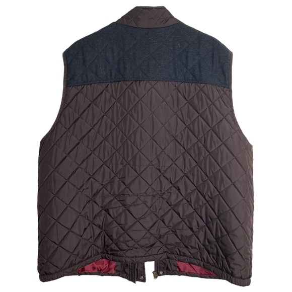 Men's Tweed Vest- Quilted Wool Blend Yoke, Pockets, Warm, Puffer, collar - Picture 2 of 11